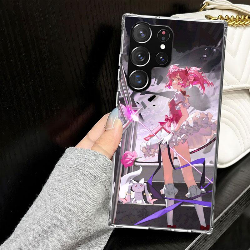 Чехол для телефона Samsung Galaxy с персонажами аниме Madoka Magica, для моделей S25 S24 S23 S22 Ultra, мягкая накладка, S25 Edge S21 Plus S20 FE S10 +, Черный чехол