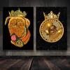 Забавная собака King Crown Crypto Ethereum Art Poster Золотой Стиль Холст Картина Настенные принты Картина Офисная комната Домашний декор без рамы