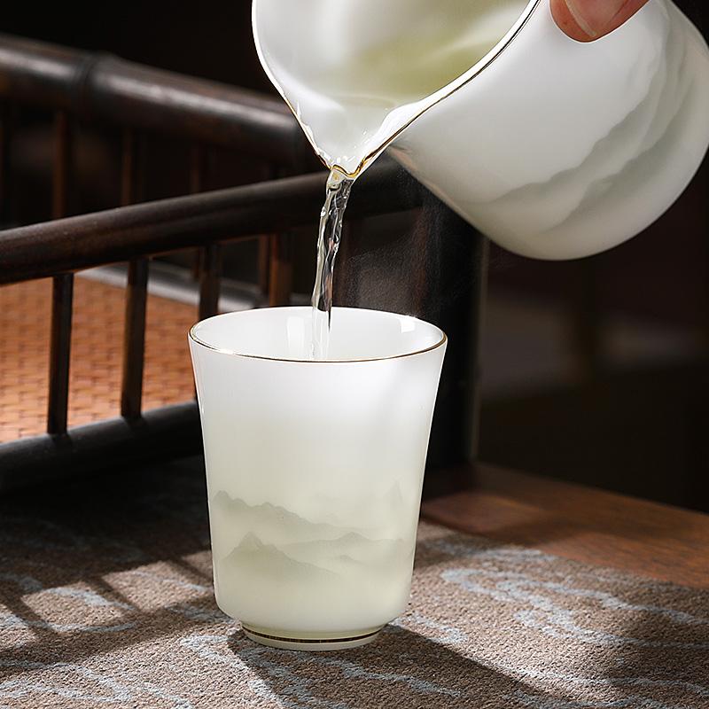 Фарфоровая мастер-чашка Керамическая бытовая чашка для дегустации чая Одинарная чашка Персональный специальный набор для чая Кунг-фу Высококлассная чашка для чая в стиле легкой роскоши