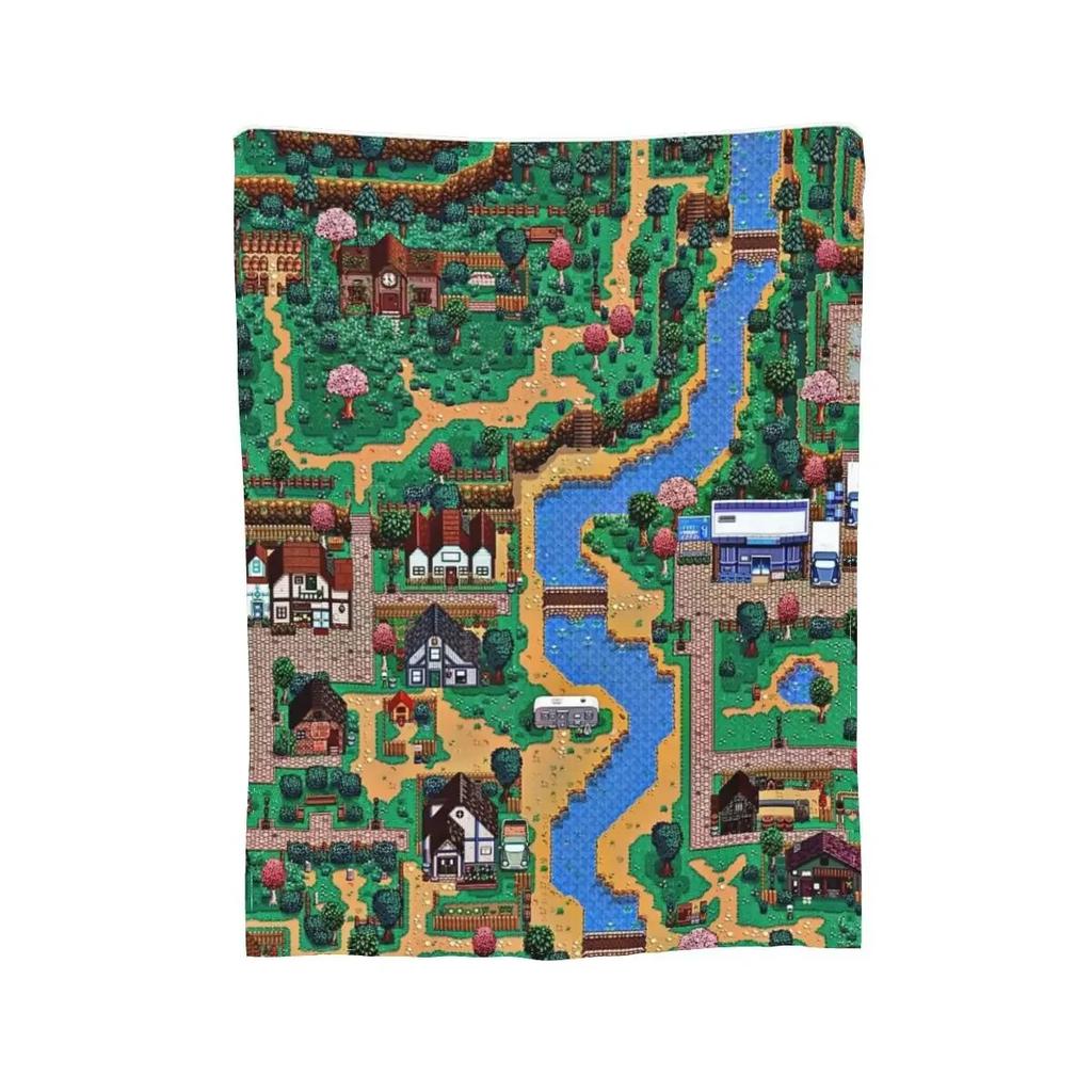 Одеяла с картой города Stardew Valley, мягкое теплое фланелевое одеяло, постельное белье для кровати, гостиной, пикника, путешествия, домашний диван