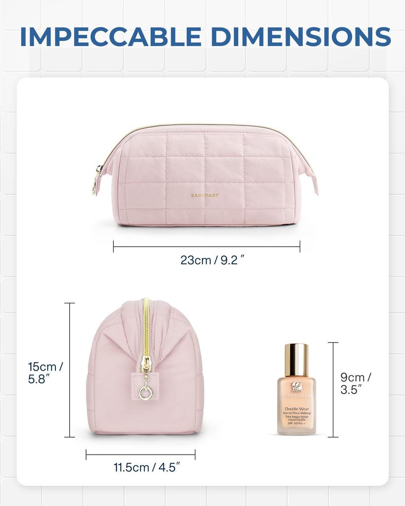 BAGSMART Makeup Storage Cosmetic Storage Makeup Multifunctional Makeup Brush Storage Wash Travel Accessories Storage Large Business Pink Pouch, Pouch,