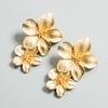 1 Pair Stud Earrings Flower Shape Petal Stainless Alloy Solid Color Smooth Anti-allergy Ear Decoration Jewelry Party Prom Ear Studs