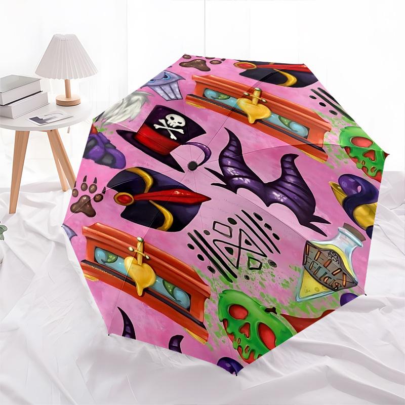 Villains Themed Automatic Opening and Closing Umbrella, Brightly Colored 8-rib Portable Umbrella, Suitable for Men and Women, A Perfect Gift for Chris