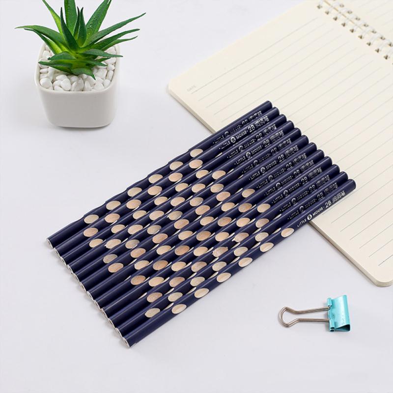 30 шт. деревянных карандашей 2B с отверстием, треугольная ручка, стержень, инструмент для коррекции, канцелярские принадлежности для студентов