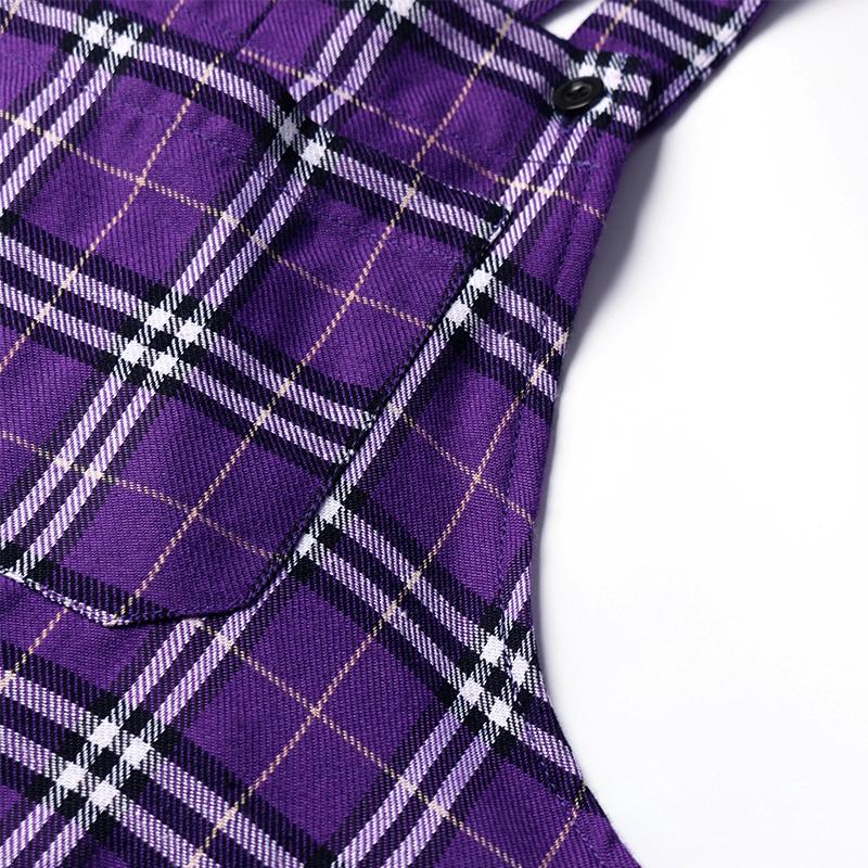 Фиолетовые женские модные осенние повседневные брюки в стиле ретро, ​​клетчатый комбинезон на подтяжках