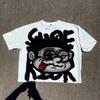 GLYDE Vintage Big Face Graphic Print Cotton T-Shirt Men Y2K Short Sleeves Vintage Oversize Tshirt Streetwear