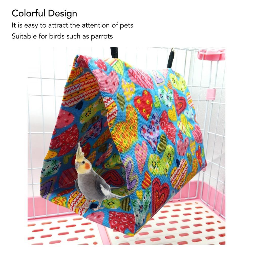 Hanging Hooks Bird Tent House Triangular Shape Parakeet Snuggle Hut Hanging Bird Cave For Lovebird