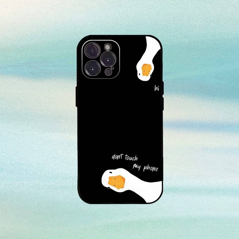 Милый гусь мультяшный чехол для телефона для iPhone17,16,15,14,13,12 Plus, Pro Max, XS, 5G, мягкий силиконовый черный чехол