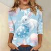 3/4 Sleeve Top Women's T-shirt Casual Easter Print Top T-shirt Crew-neck Jumper