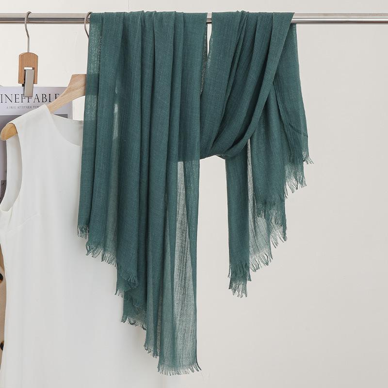 Однотонный тонкий шарф Женская солнцезащитная шаль Однотонный простой Имитация хлопка и льна Шелковый шарф Пряжа высокого класса