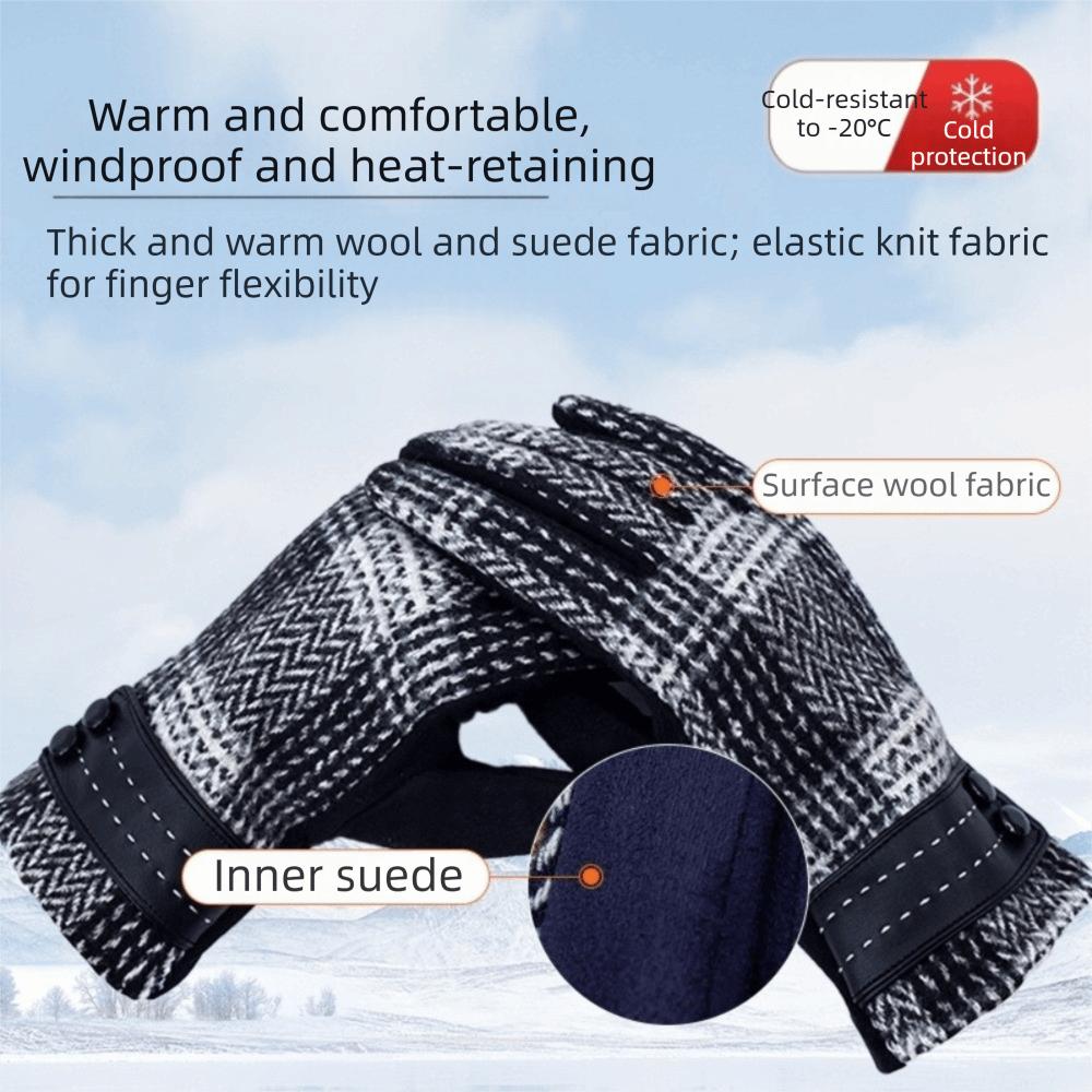 Thickened Winter Touchscreen Gloves Cold Resistant Plaid Gloves Fashion Full Finger Gloves Winter