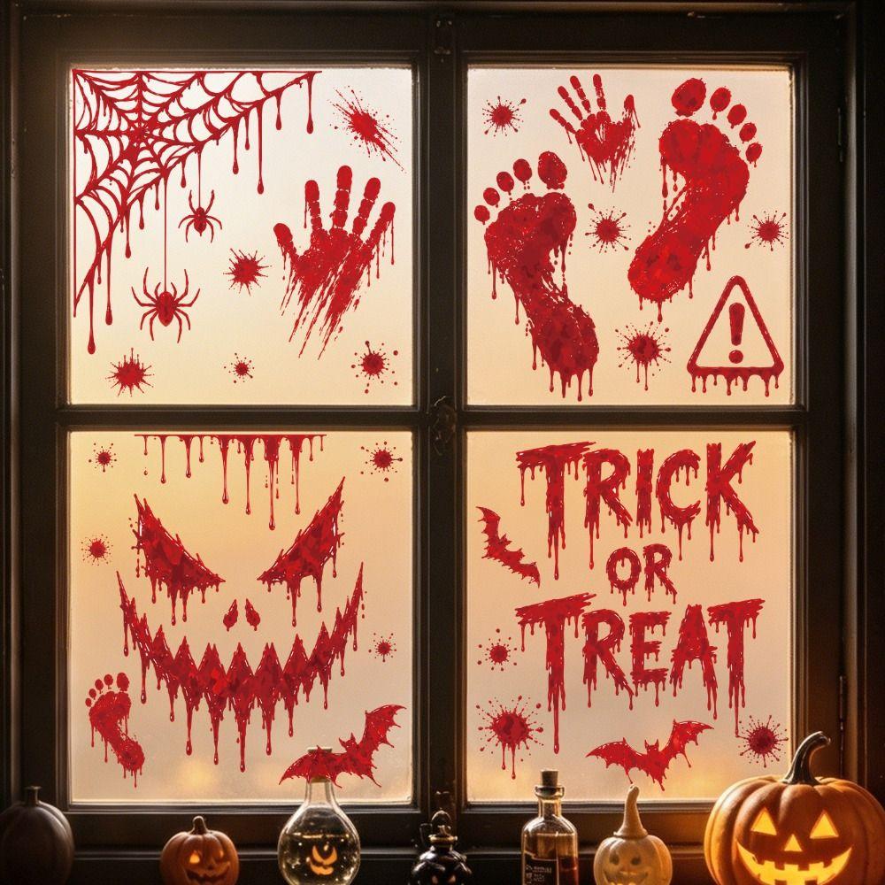 Reusable Halloween Window Stickers Scary Realistic Electrostatic Window Decals Home Decoration