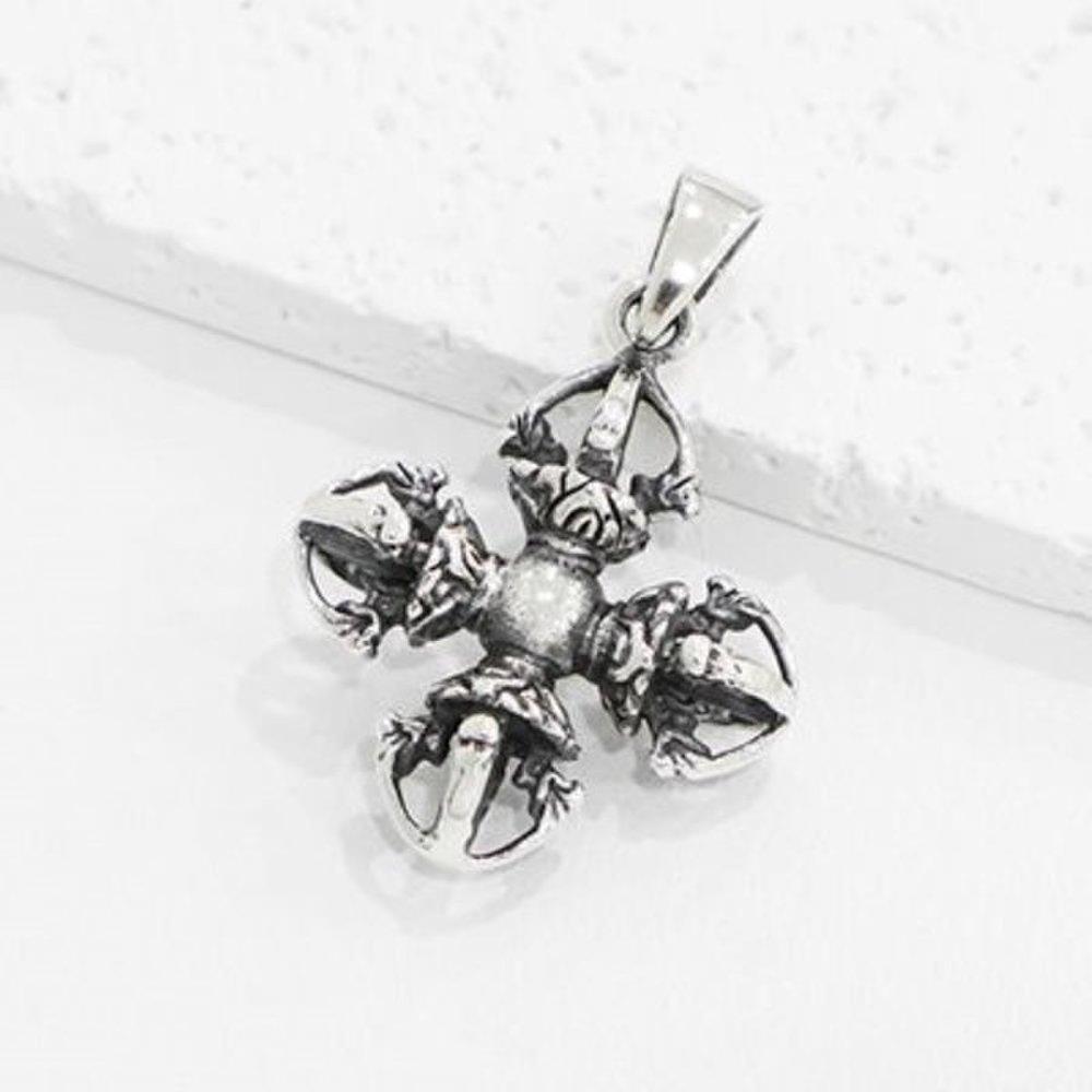 Men's 925 Silver Buddhist Amulet Lucky Necklace Pendant_P354220136