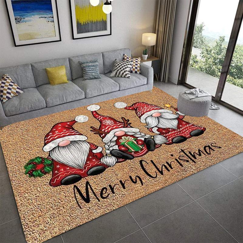 C-Christmas Dwarf Print Carpet Door Mat Living Room Bedroom Non-slip Carpet Home Decoration Floor Mat New Year Gift