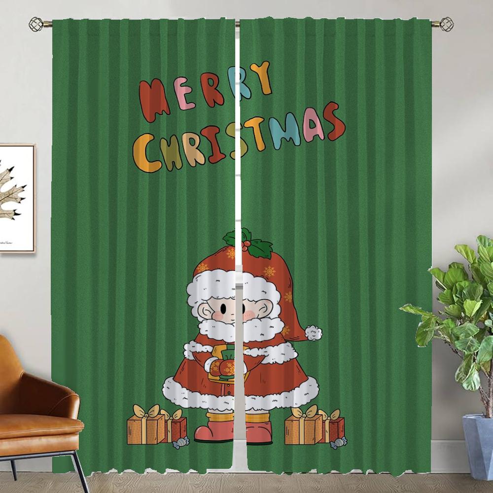 Хэллоуин Украшение Рождественская Затемняющая Штора для Комнаты 2 Панели Кухонные Шторы 2 Штуки Домашние Интерьерные Шторы Перегородка