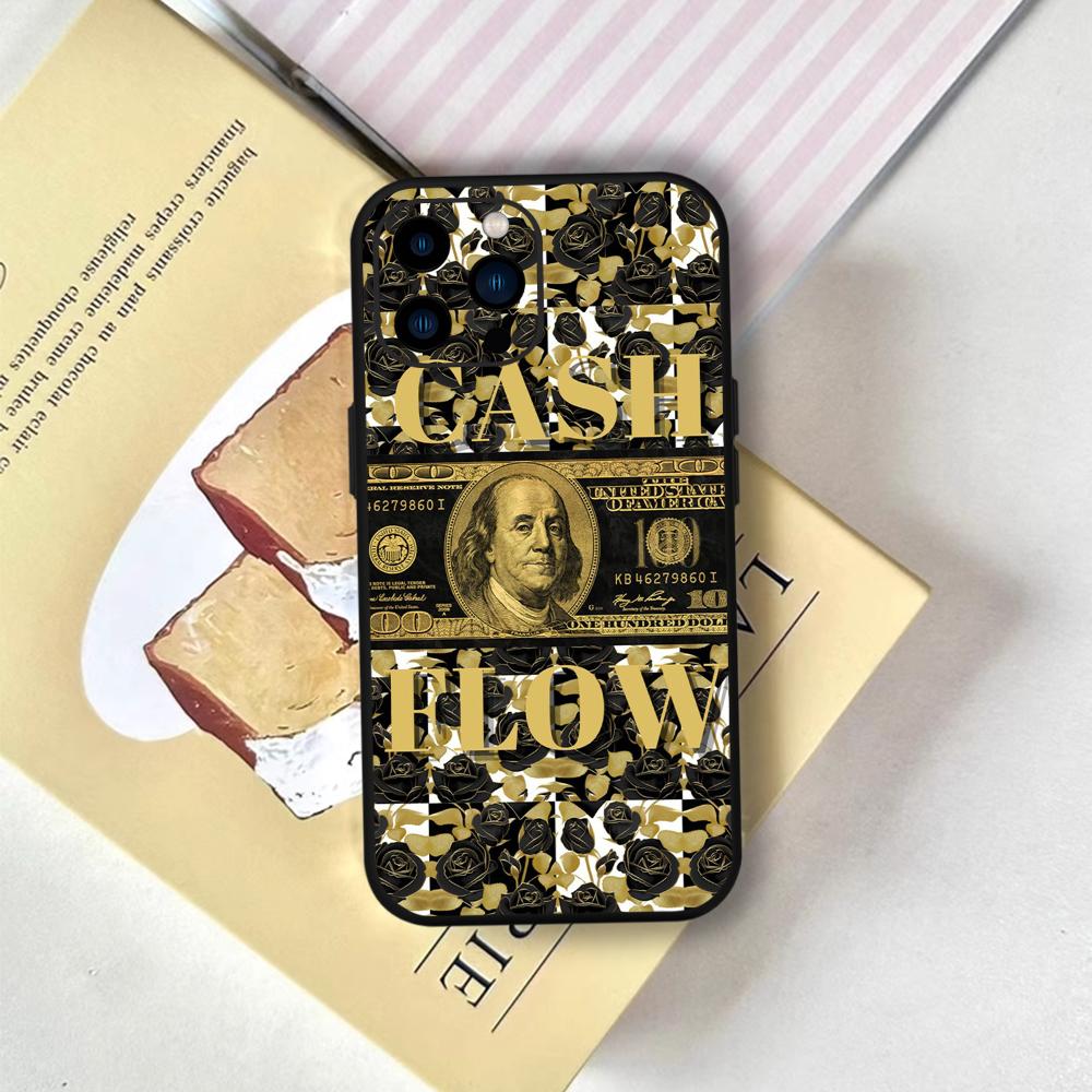 Чехол для телефона с дизайном долларовой банкноты FUNDA Для IPhone 12 11 13 14 15 16 Max Pro Plus Mini Мягкий силикон Черный чехол