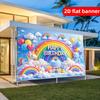 2D Background Cloth 1pc Rainbow Unicorn Theme Birthday Party Background Cloth Polyester Background Decorative Banner