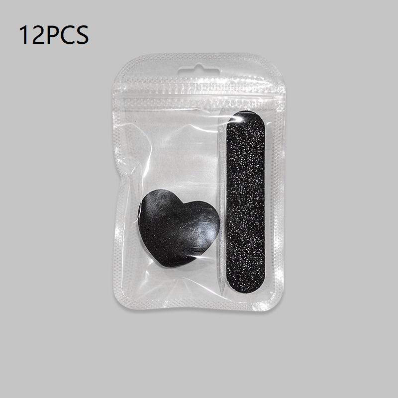 12Pcs Glitter Nail Care Kit - Heart-Shaped Buffer, Crystal Rod, And Double-Sided File For Nail Art And Pedicures