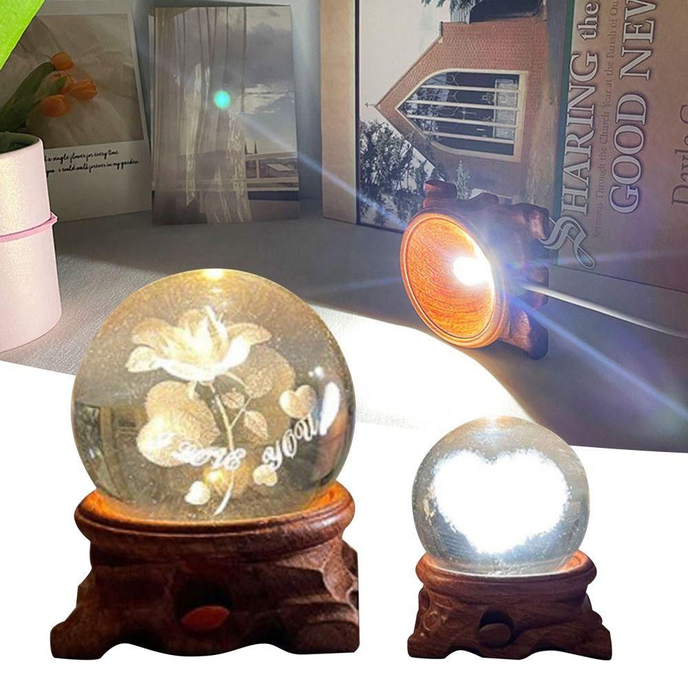 Wood LED USB Home Decoration Crystal Ball Base Crystal Ball Holder Crystal Sphere Base