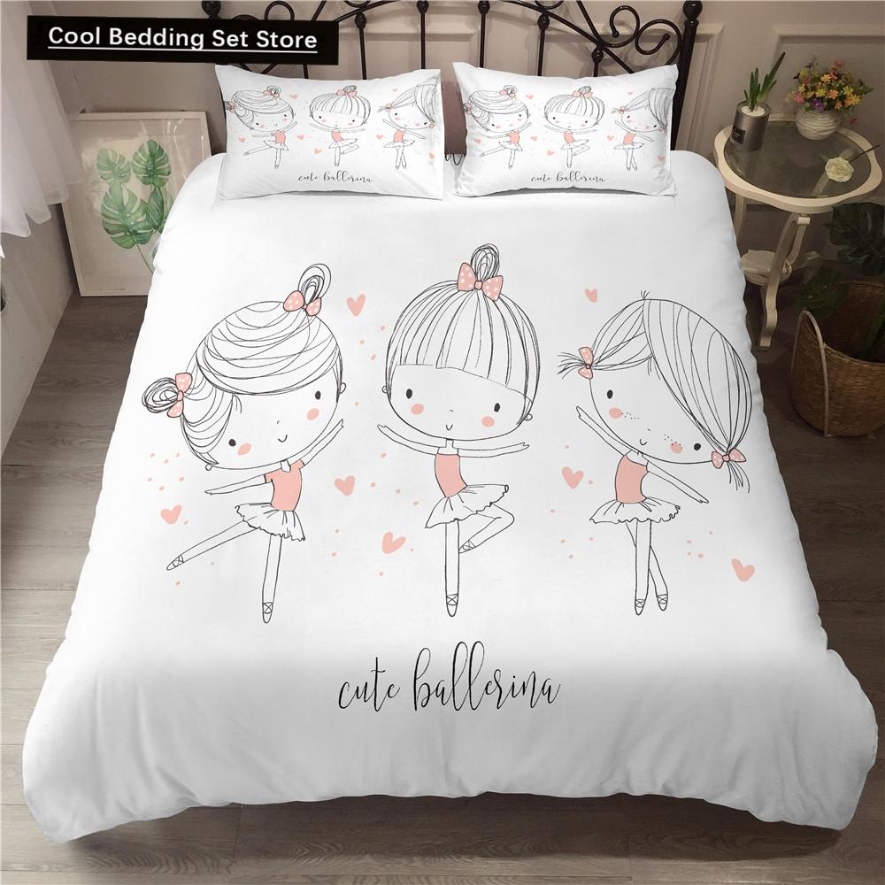 Мультяшный балетный танцующий девочка пододеяльник комплект постельного белья в стиле принцессы для двоих детей для девочек скандинавский покрывало для кровати полный двуспальный размер Queen King