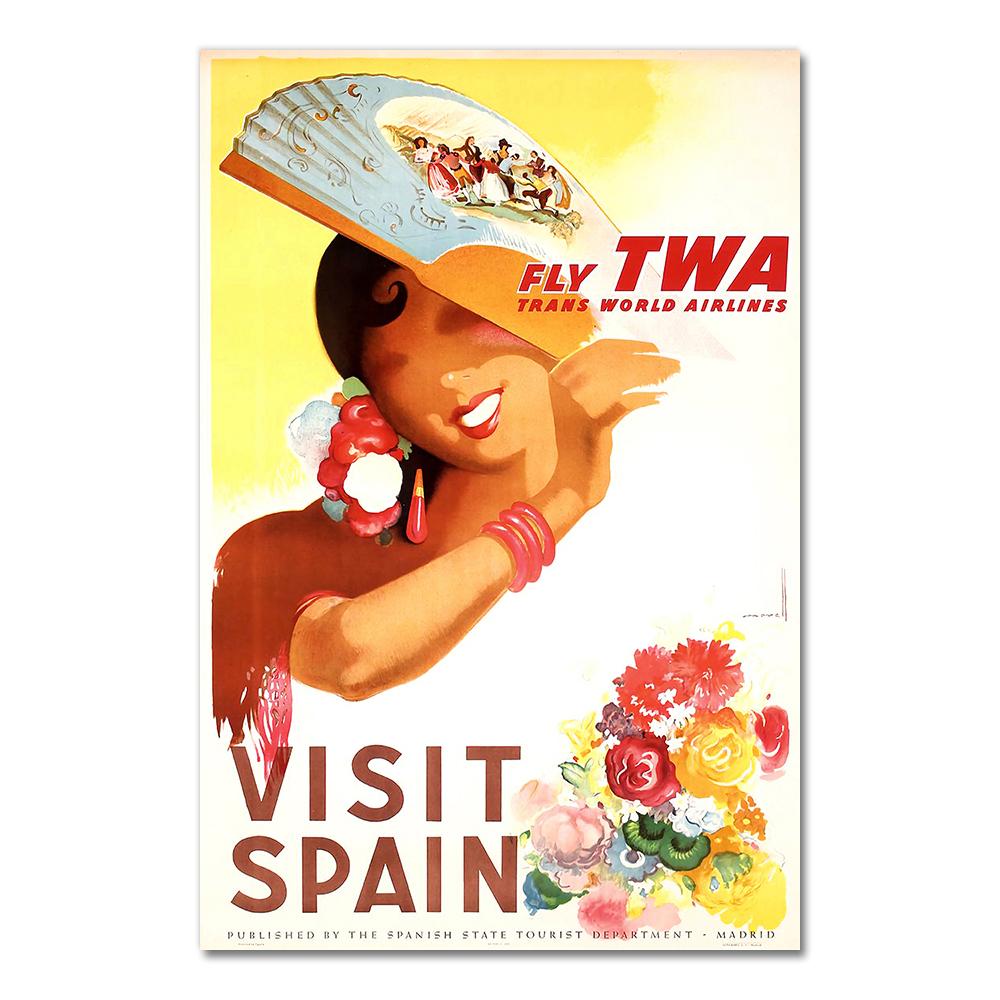 Spain Madrid San Sebastain Travel Canvas Painting Vintage Wall Kraft Posters Coated Wall Stickers Home Decorative Pictures Gift