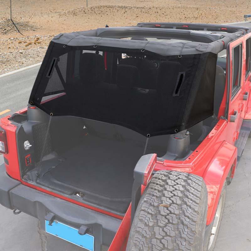 Car Rear Trunk Sunshade Mesh Sunscreen Cover for Jeep Wrangler JK 4-Door Version Exterior Accessories, UV Protection