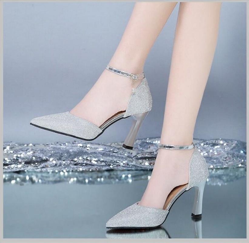 5cm 8cm Thick-heeled High-heeled Shoes Female Fairy Wind Summer New All-match Girl Pointed Toe Strap Sandals for Women