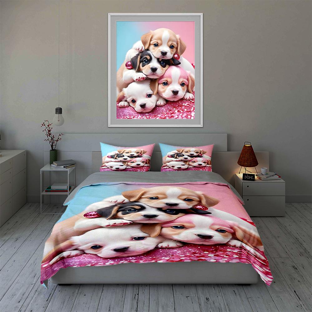 Puppies resting together. Bedding Duvet cover sets Duvet covers Pillowcases gifts (1 * Duvet Cover 2 * Pillowcases, without duvet insert)