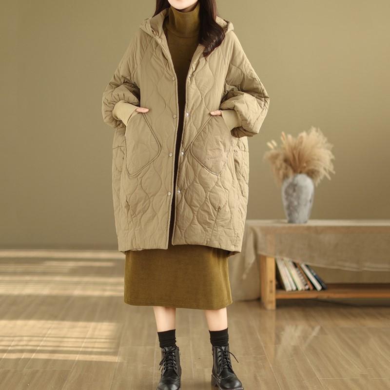 Autumn Spring Winter Cotton Padded Oversized Outerwears Women Casual Loose Jacket Coat