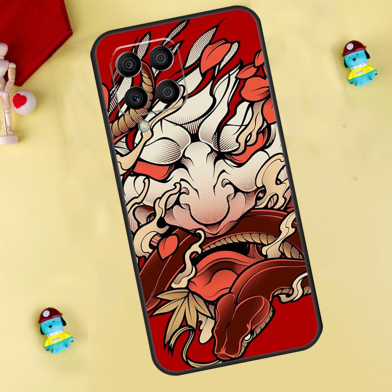 Японский чехол-маска Хannya Oni для Samsung Galaxy M13 M33 M53 M14 M12 M15 M06 M16 M36 M56 M31 M32 M52 M35 M55 M34 M54