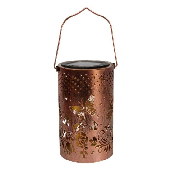 Decorative Garden Lights Solar Powered Waterproof Metal Floral Outdoor Lanterns Pattern Warm Glow Ambient Light