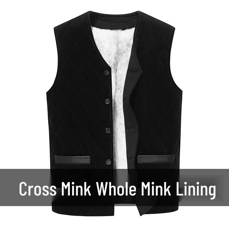 KAISER Men's Premium Mink Fur Lined Vest for Overcoats