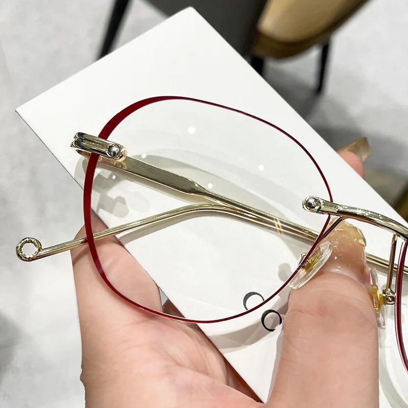 Women Men Luxury Rimless Reading Glasses Fashion Design Round Gradien Eyewear Trendy New Ladies Far Sight Eyeglasses Degrees