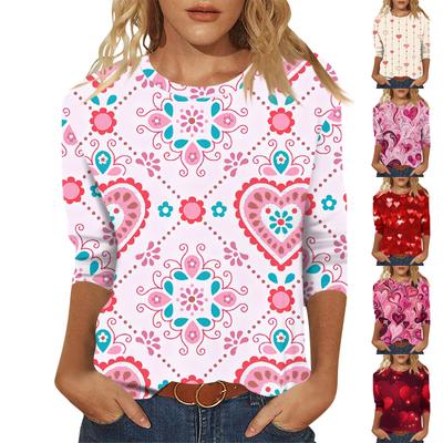 Женский модный и повседневный свитер с рукавом семь четвертей и принтом ко Дню святого Валентина