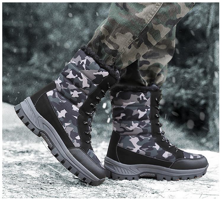 Женские зимние бархатные зимние ботинки, повседневные замшевые, на шнуровке, теплые, высокие, хлопковые, большие, с толстой подошвой, камуфляжные ботинки
