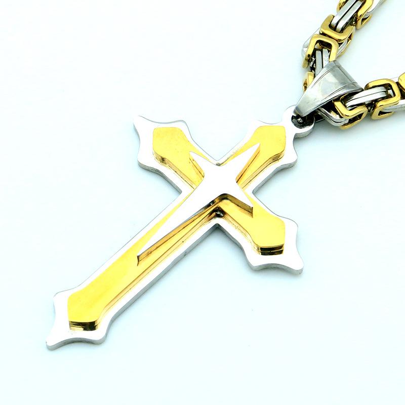 Мужская мода ювелирные изделия крутое ожерелье византийский крест из нержавеющей стали кулон ожерелье длина цепи