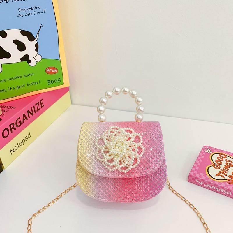 Stylish Princess Shoulder Bag With Pearl Flower Design For Girls And Boys Perfect For Daily Use