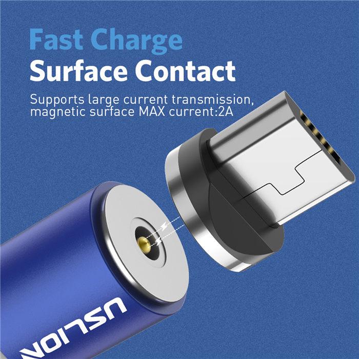 1M 3 In 1 Magnetic Cable For iPhone X Samsung Lighting Nylon Braided Micro USB Type C Magnet Cable