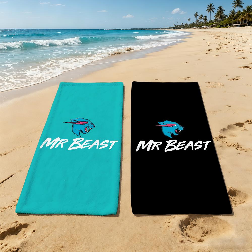 M-MrBeast-ES Логотип Интернет-знаменитость Полотенце для Кемпинга на Открытом Воздухе Пляжное Полотенце Супервпитывающее Быстросохнущее Летнее Полотенце