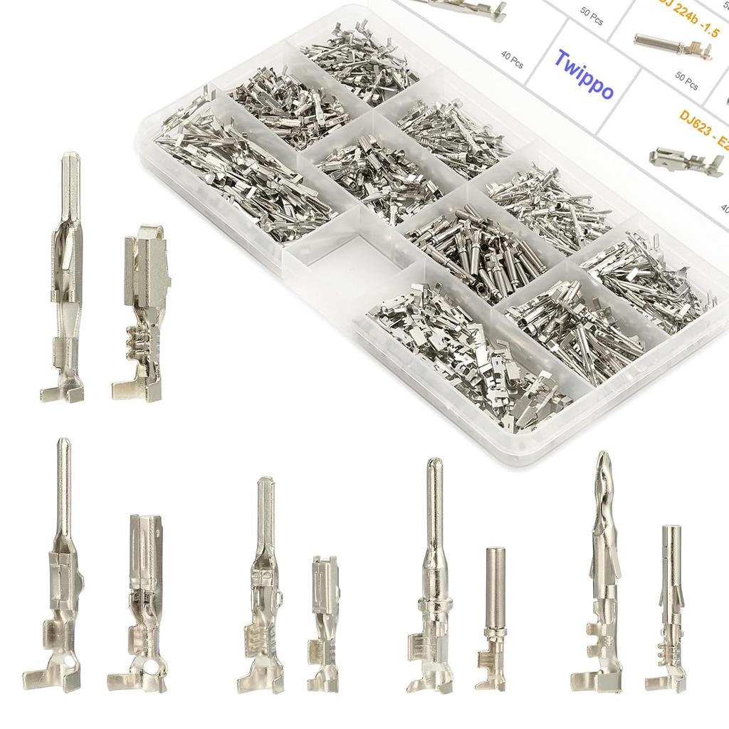 440Pcs Automotive Electrical Pin Connectors Kit 1.5/1.8/2.5/2.8Mm Pin Terminals Wire Connector P Wiring Harness Pin Kit Crimp Terminal P For 22-12