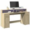 VidaXL Desk with LED Lights Sonoma Oak Engineered Wood, Work Desk, Study Desk, Home Office Desk, Desk 3309431