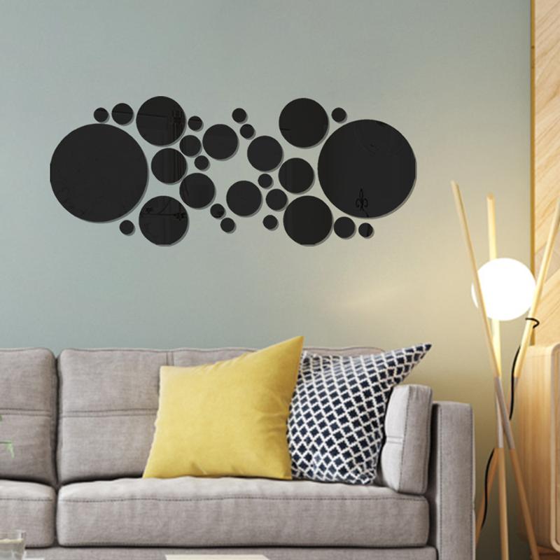 26Pcs 3D Round Mirror Acrylic Mirror Wall Sticker Diy Bedroom Bathroom And Tv Background Room Sticker Wall Decoration