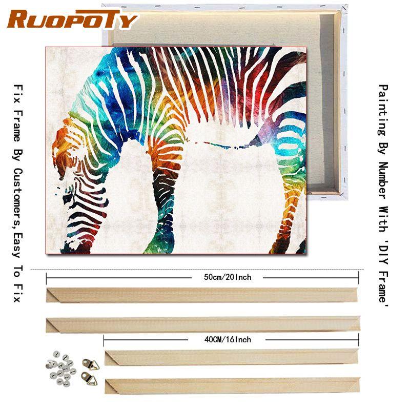 RUOPOTY With DIY Frame Animals Oil Painting DIY Digital Painting By Numbers Modern Wall Art Hand Painted Oil Painting For Home Decor