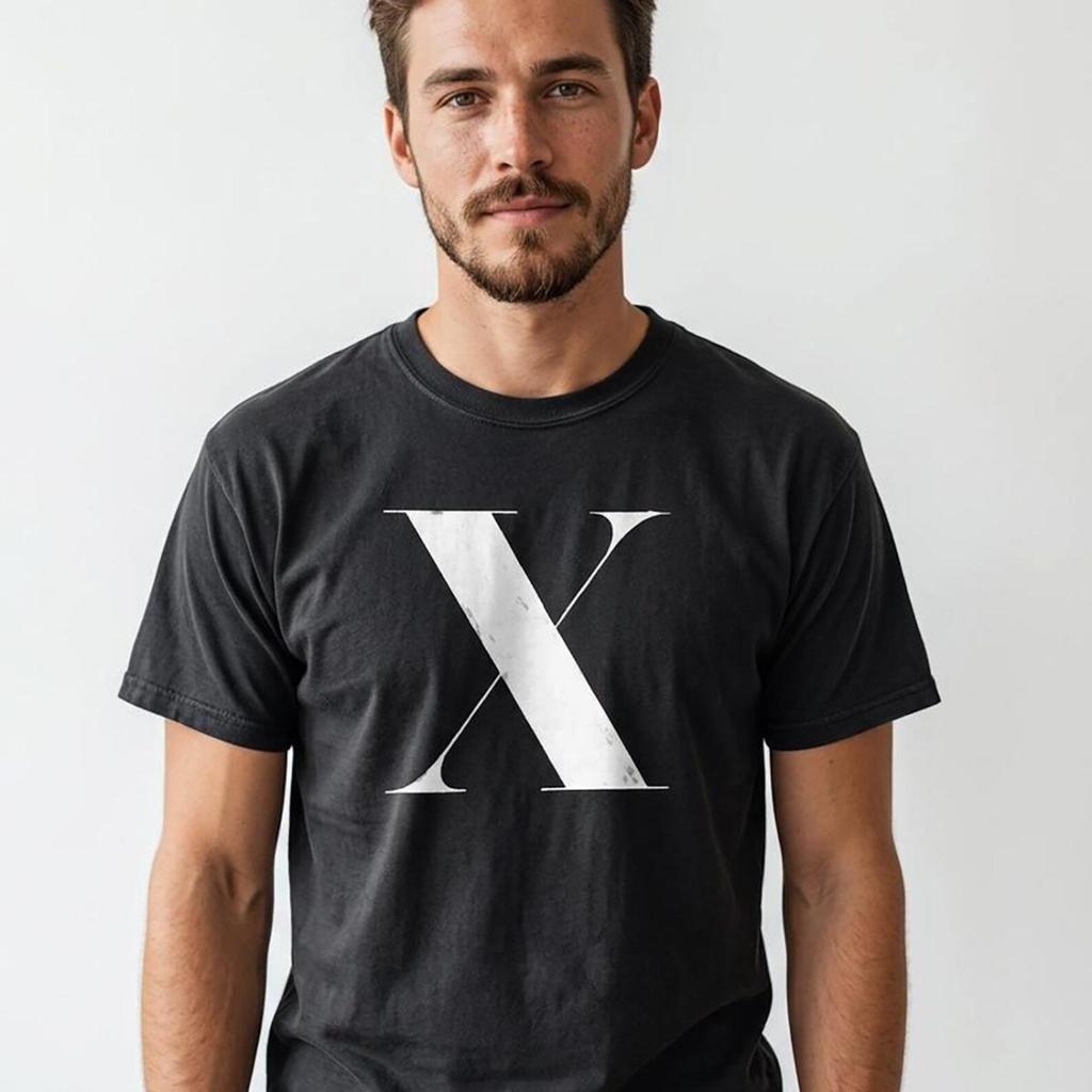 X — Letterform T-Shirt and kids tshirt | Typography Graphic Tee | White Print on Black