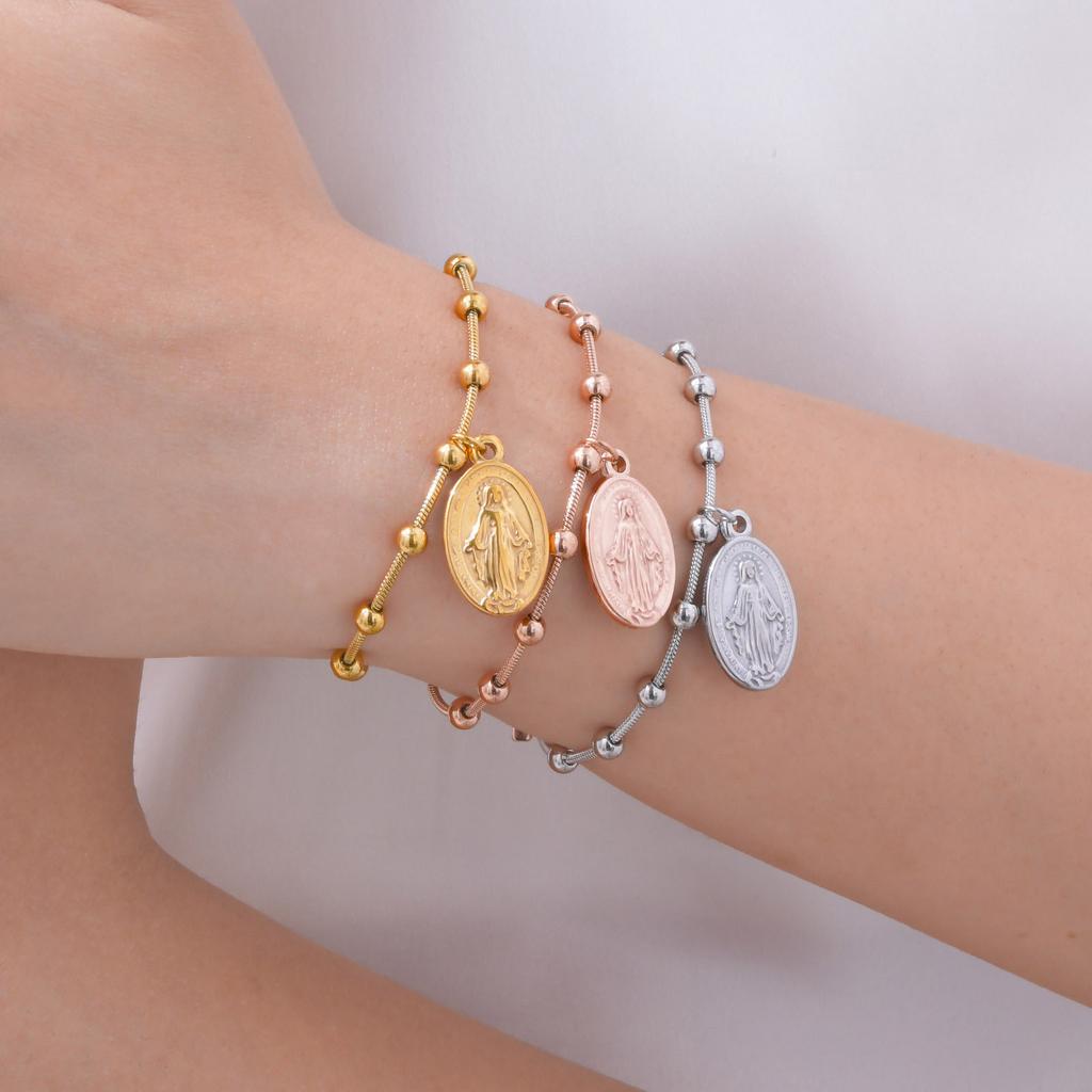 Rosary Cross Beaded Bracelet Snake Chain Bracelet Vintage Minimalist Charm Bracelet Suitable for Fashion Women Present