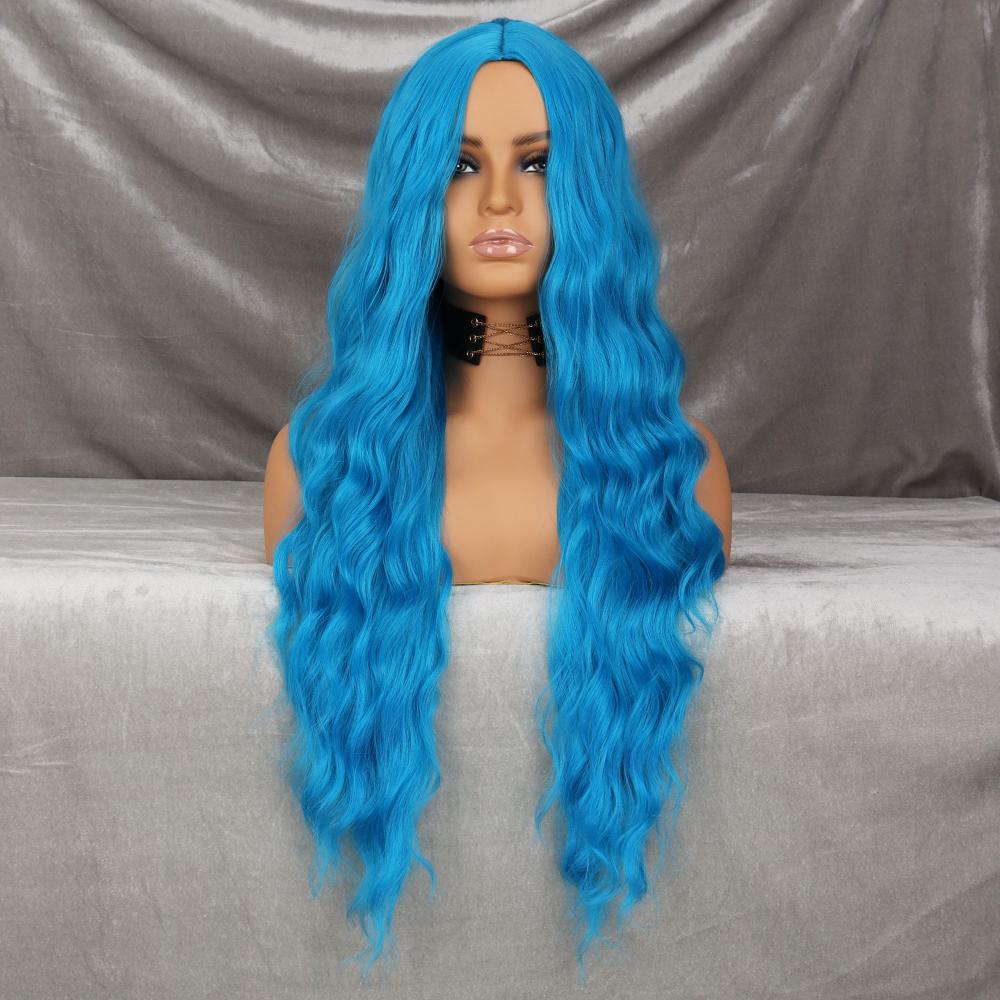 MERISIHAIR Long Wavy Black Wig Women Synthetic Heat-Resistant Fiber Natural Cosplay Party Lolita Long Wavy Wig