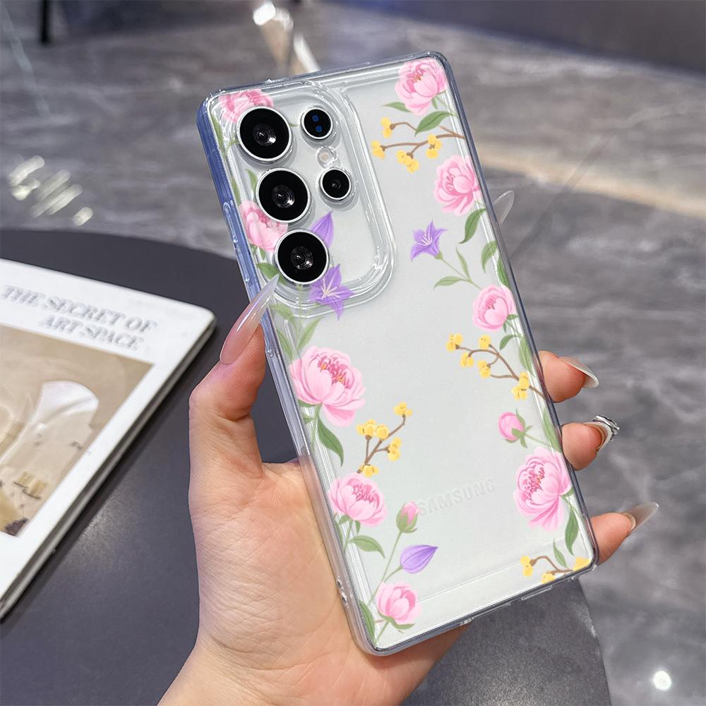 Пастельная цветочная рамка Чехол для телефона для Samsung Galaxy S26 S25 S24 S23 S22 S21 S20 FE Plus Прозрачный ТПУ Защитный чехол