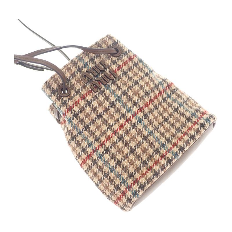 MIUMIU  5NF460-2DU5-F0040 Shoulder Bag Brown/beige wool/leather Women
