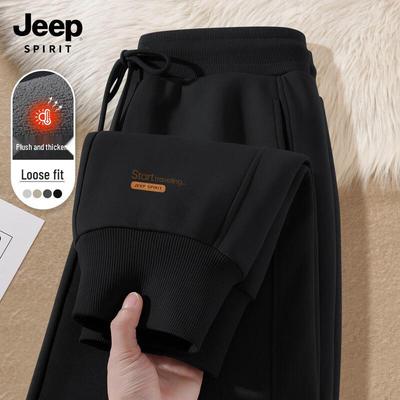 JEEP SPIRIT Мужские зауженные спортивные штаны с флисовой подкладкой на зиму 2025