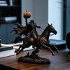 Уникальные праздничные подарки Светящаяся статуя Всадника без головы, Светящаяся статуя скачущей лошади, Теплый темный стиль Хоррор, Декор, Светящаяся светодиодная скульптура головы тыквы
